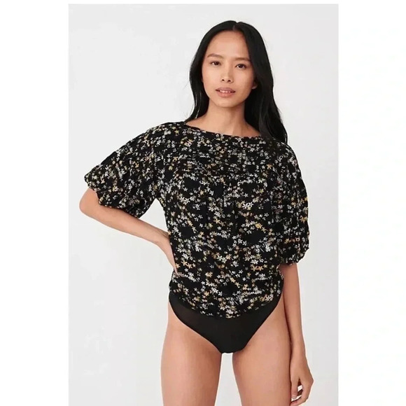 Free people black floral bodysuit - Picture 2 of 13